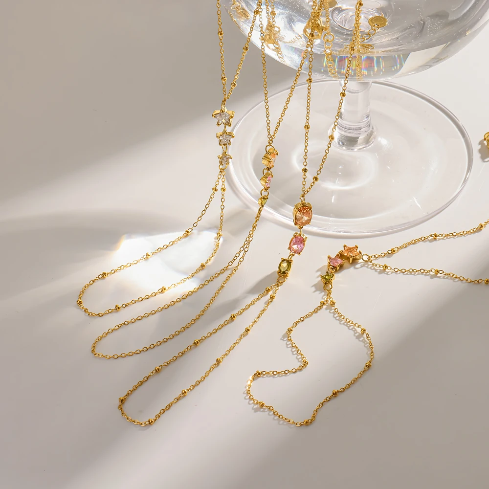 Trendy Gold Color Stainless Steel Zircon Finger Bracelet Waterproof Back of Hand Chain Jewelry Wholesale Gift