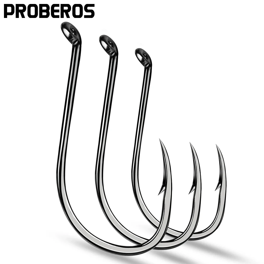 PROBEROS 50Pcs/lot Carbon Steel Corrosion-resistant High Quality Barbed Fishhook Fishing Gear Single Hook Accessories Wholesale