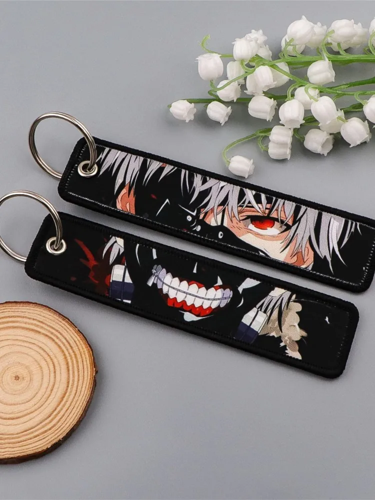 Anime Kaneki Ken porte-clés pour hommes femmes broderie porte-clés porte-clés Manga porte-clés porte-clés accessoires de mode cadeaux