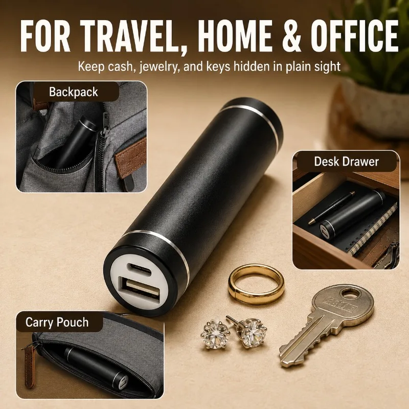 Fake Charger Diversion Safe Secret Hidden Storage Compartment Pocket Stash Container for Cash Jewelry Keys Non-Charging Case