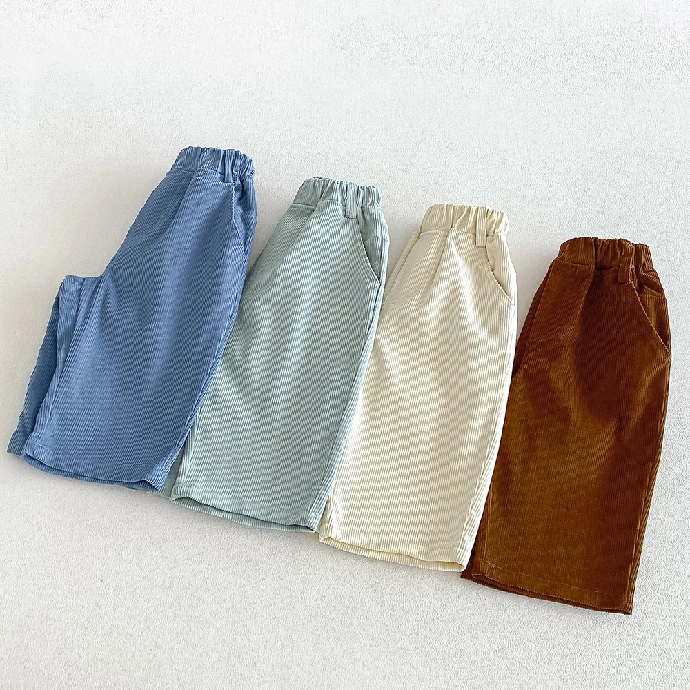 Herbst Kinder Loose Fit Cordhosen Kleinkind Jungen Mädchen Lässige Einfarbige Hosen Kinder Haremshosen Kinder Lange Hosen für den Winter – Detail 5