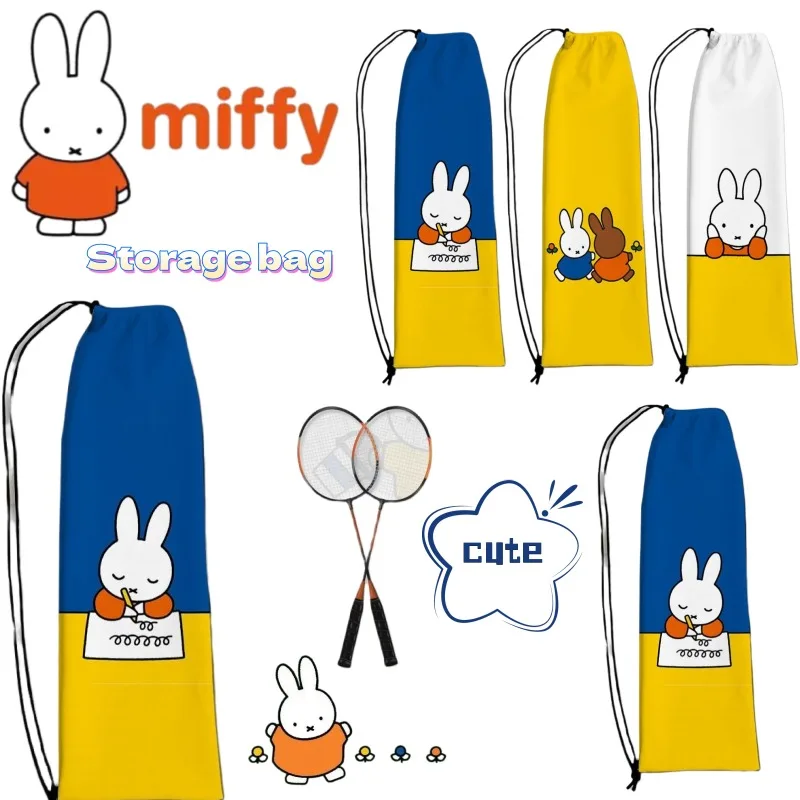 

Новая креативная сумка для хранения ракеток Miffy с мультяшным принтом кролика, стильная, вместительная, портативная, ручная сумка для бадминтонных ракеток