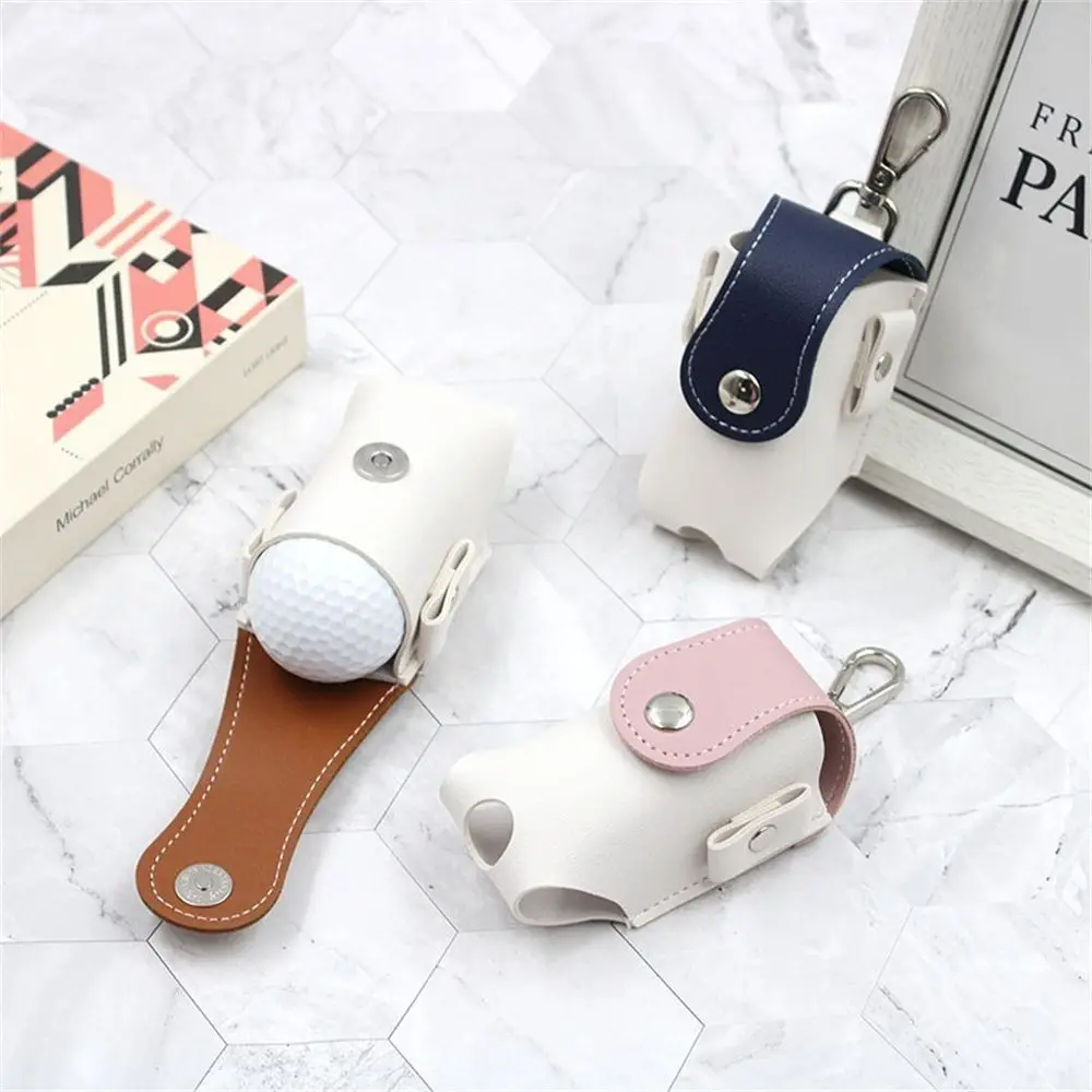 Mini Golf Ball Waist Bag PU Leather 2 Balls Golf Belt Bag Waterproof Storage Case Golf Ball Container Golf Course