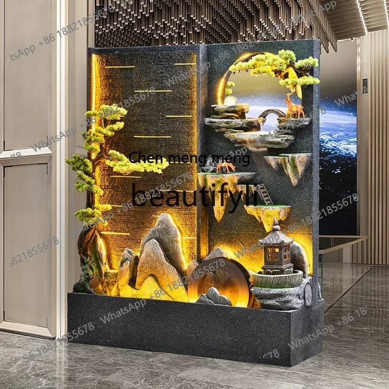 

cc182R Water curtain wall, flowing water screen ornament, circulating water courtyard landscape decoration, entrance partition