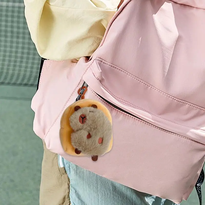 カピバラぬいぐるみキーホルダーポーチバッグ、コード収納、小さな財布、かわいい、面白いペンダント、誕生日、子供の日