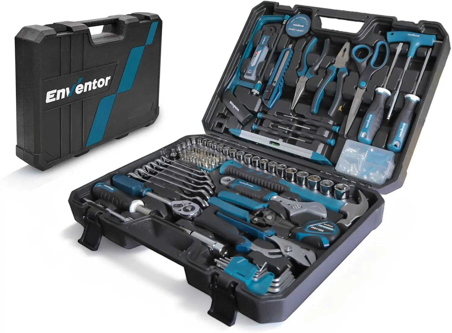 

220-Piece Home Tool Kit with Toolbox, Wrench & Hand Tools for DIY, Auto Repair & Household Maintenance - Blue