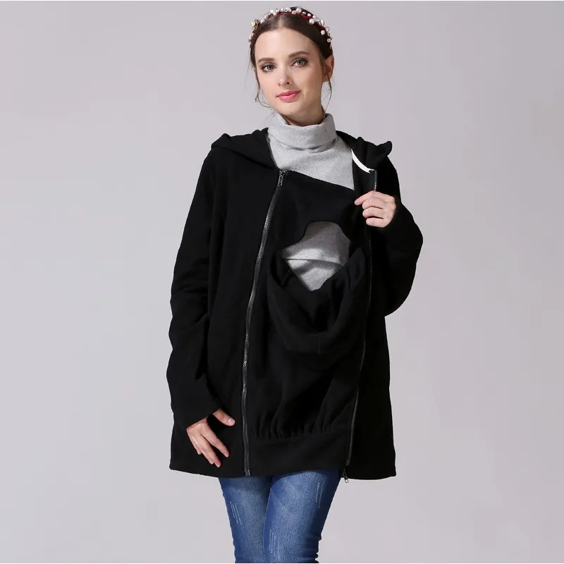 Sweat à Capuche Amovible avec Panneau pour Bébé, Vêtement d\'Hiver avec Sourire, Kangourou, pour Maman