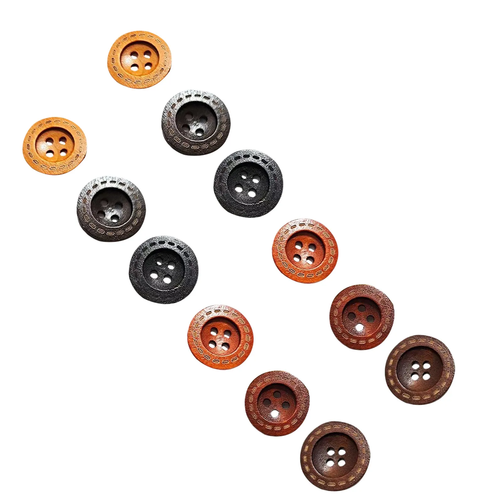 40Pcs Vintage Wood Button Thumb Tacks Flat Head Decorative Push Pins for Felt Board Notice Board Craft Space Photo Display Pins