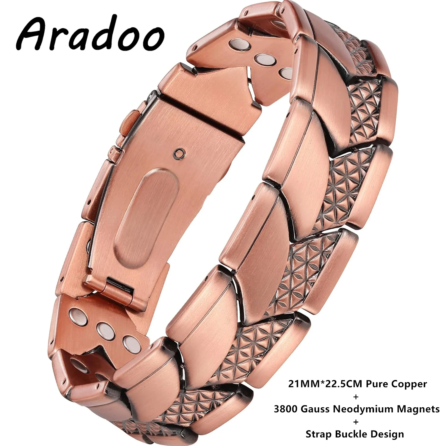 ARADOO Magnetic Copper Bracelet for Men 99.99% Pure Copper Wristband Father's Day Jewelry Gifts