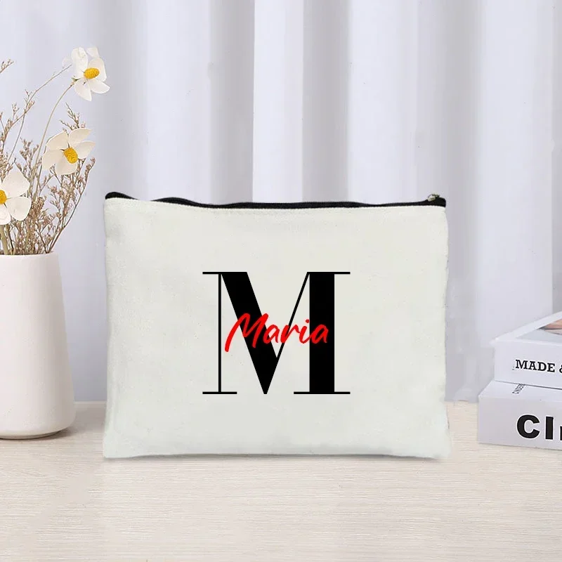 Custom Name Letter Makeup Bag Wedding Handbag Lover Party Gifts Canvas Travel Cosmetic Organizer Office Storage Pencil Case