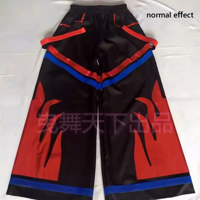 Shuffle Phat Pants Ghost Walk Big Flame Pattern Reflective Pants Luminous Dancing Trousers Straight-leg Pants Street Cool 2025