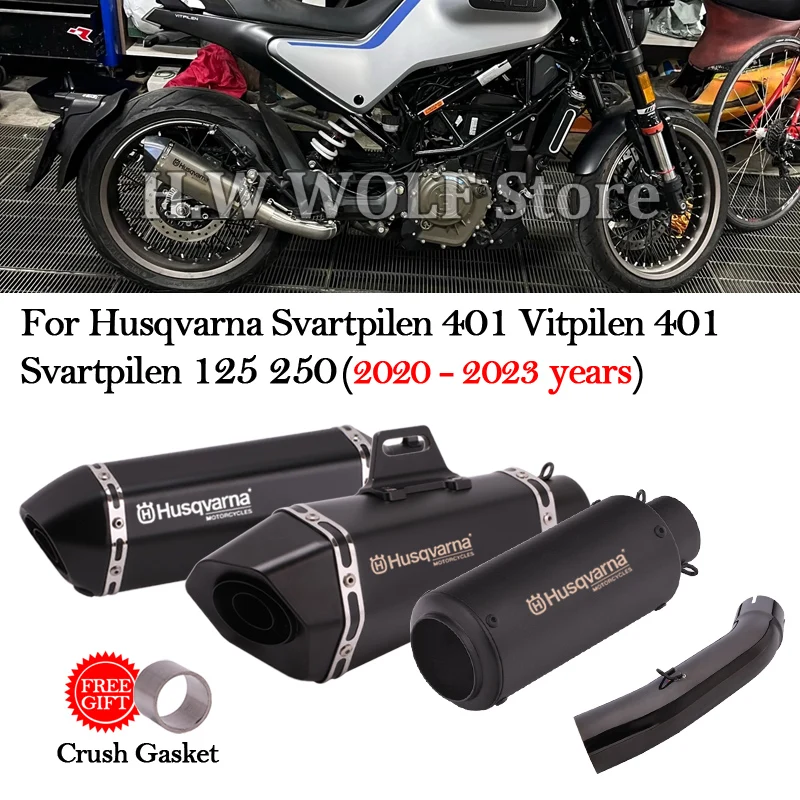 Slip-On Motorrad Auspuff Schwarz Mittelrohr für Husqvarna Svartpilen 401 Vitpilen 401 Svartpilen 125 2020 - 2023