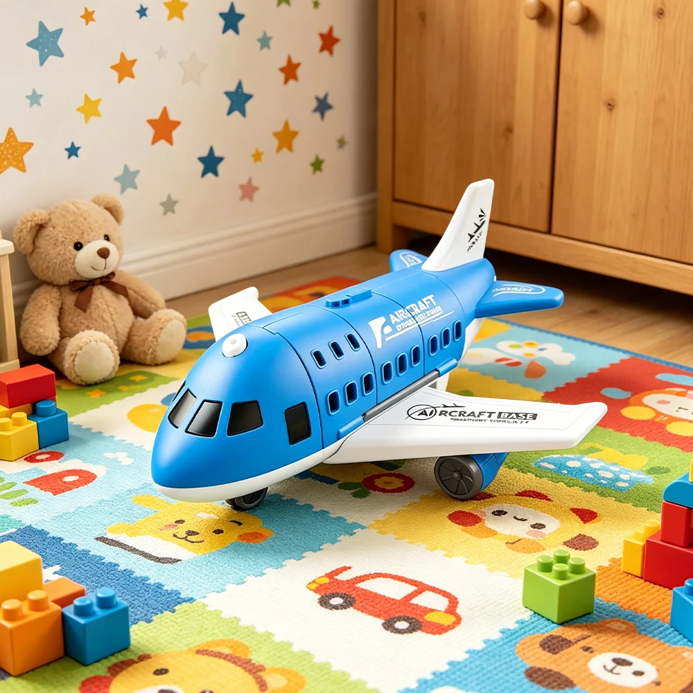 Transforming Airplane Toy Set With Helicopter And Small Cars Storage Cargo Plane With Slide Track Road Signs Barriers Educationa