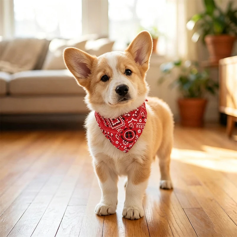 Pet Triangle Bandana Adjustable Dog Cat Scarf Printed Puppy Neckerchief Collar Bib Saliva Towel Pet Grooming Accessories view 6