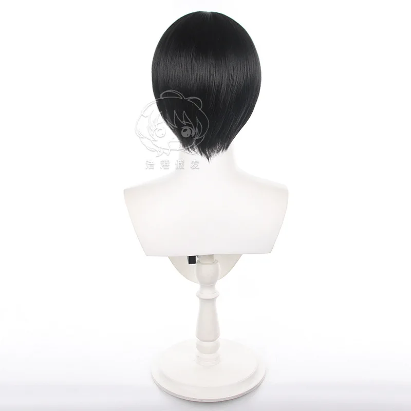 Yoshida hirofumi cosplay peruca motosserra homem preto cabelo curto para homem comic-con traje acessórios festa desempenho vestir-se perucas