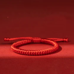Tibetan Buddhist Bracelet Handmade Red String Bracelet Lucky Knot Protection Bracelet with Talisman for Child, Men and Women