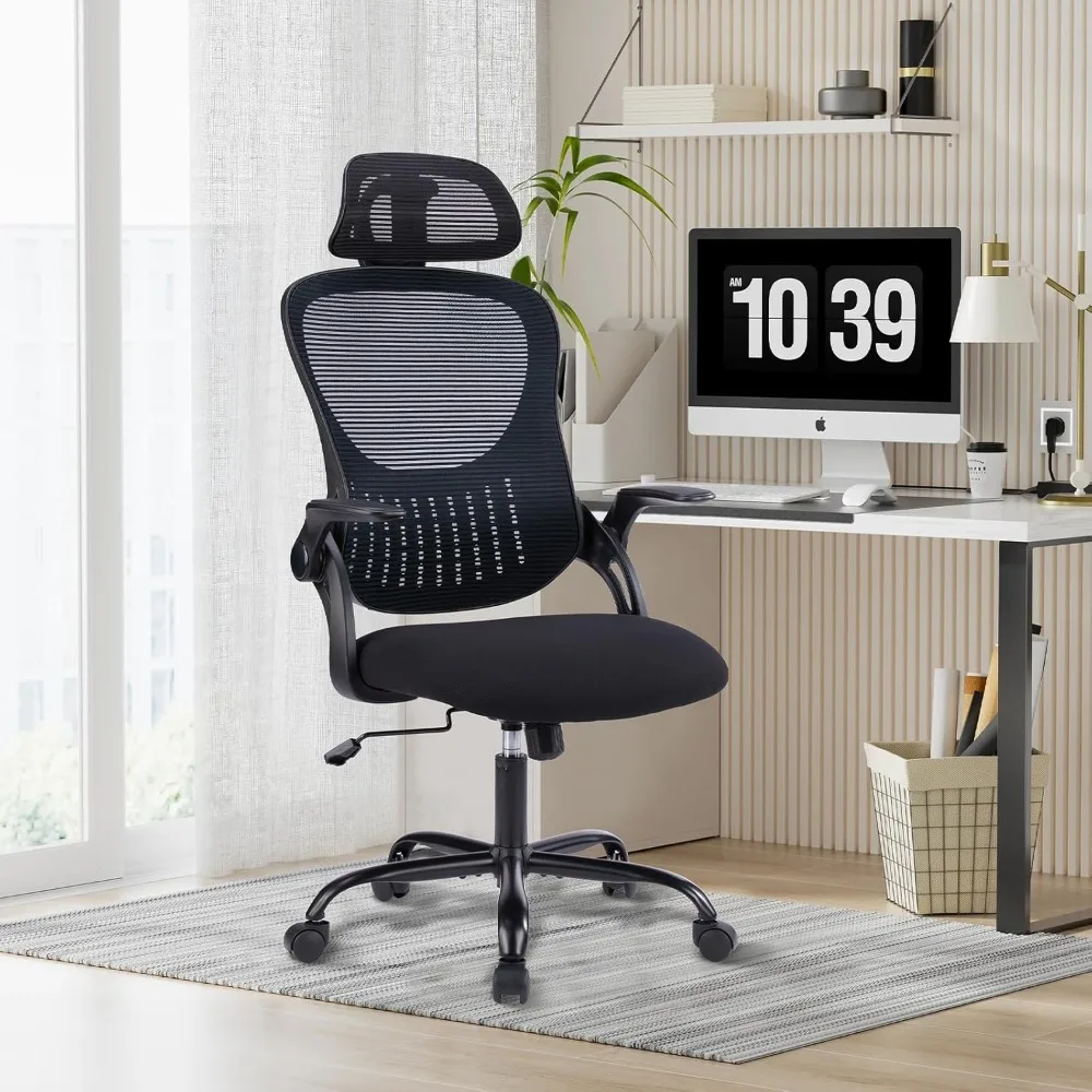 

Office Desk Chair,Ergonomic Mesh High Back Computer Chair Height Adjustable Swivel Task Chair W Headrest and Flip-up Armrests