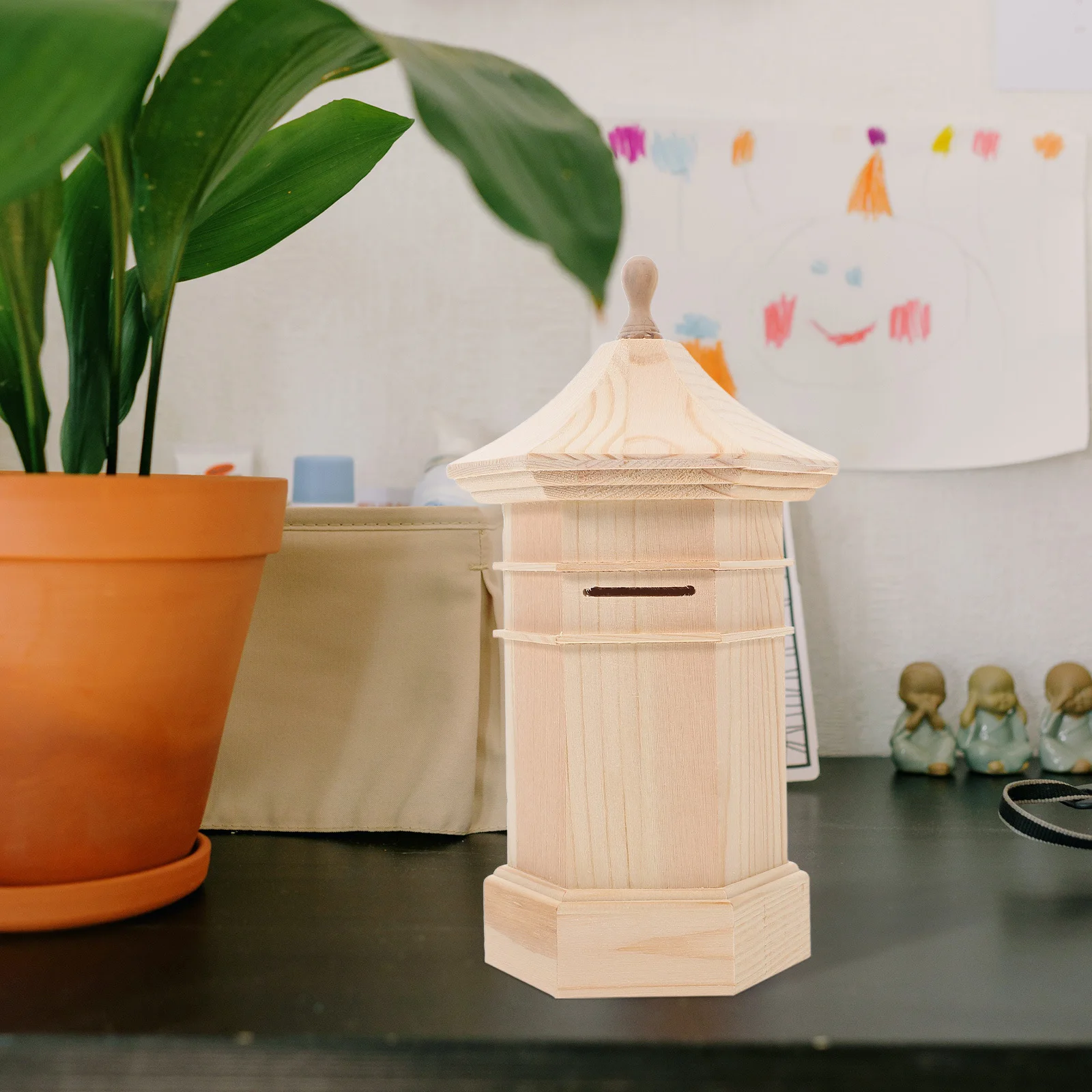 DIY خشبية أصبع البنك مكتملة حصالة الإبداعية النقدية توفير عملة البنك مونتيسوري مشروع للبنين بنات حصالة للنقود