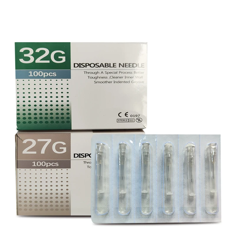 Aguja hipodérmica desechable, herramienta de relleno para el cuidado Facial, 30G, 31G, 32G, 34G, 1,5mm