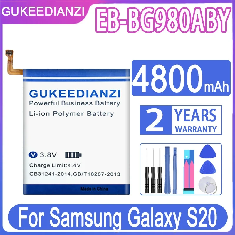 GUKEEDIANZI EB-BG980ABY 4800mAh Battery for Samsung Galaxy S20 S 20 Smartphone Batteria +Tools