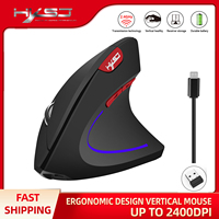 Hot choice HXSJ ergonomic optical mouse ABS 2400DPI adjustable rechargeable 600mA vertical mouse for office and mac