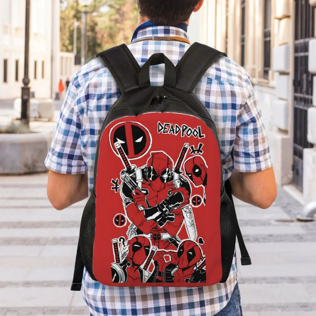 Ransel Deadpool yang Dipersonalisasi Tas Buku Kasual Pria Wanita untuk Tas Buku Komik Sekolah Tinggi