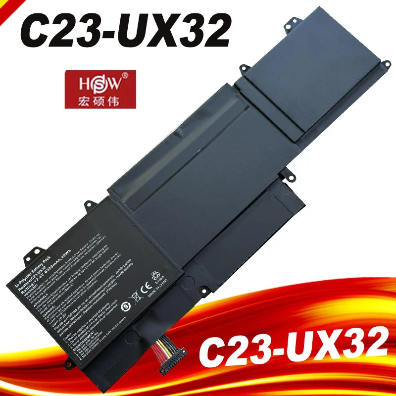 C23-UX32 Laptop Battery for ASUS VivoBook U38N U38N-C4004H ZenBook UX32 UX32V UX32A UX32VD 7.4V 6520mAh C23 UX32