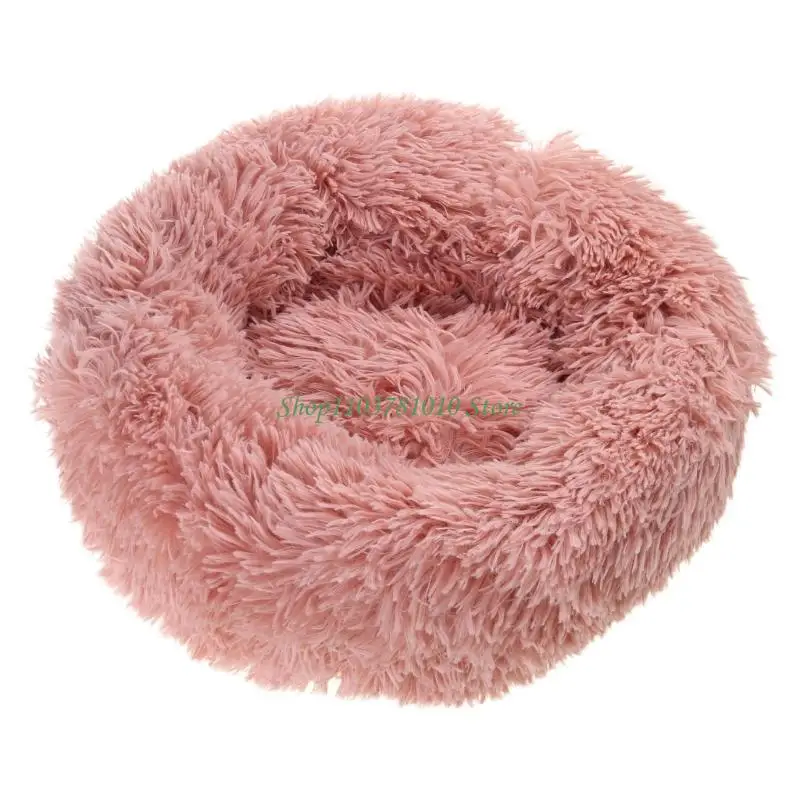 U55D Dog Bed for Small Dog Beds for Indoor Cats Round Furry Cuddle Calming Pet Bed Furry Soft Plush Bed