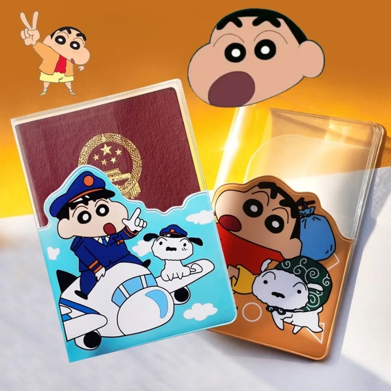 Etui na paszport PVC Crayon Shin-chan, wodoodporne etui na dokumenty, kreskówkowe okładki na paszport, uniwersalny folder na karty ID
