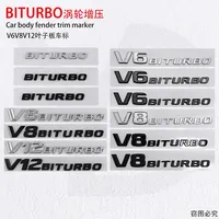 ABS Car Body Badge New Old Letters Sticker Trunk Emblem for Mercedes Benz V6 BITURBO V8 BITURBO V12 BITURBO