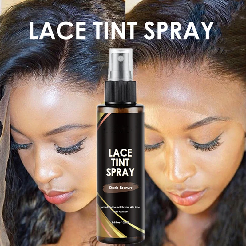 Lace Tint Spray For Lace Wigs 4colors Lace Tint Mousse Lace Tint Spray Dye ColorS For Closures, Wigs And Closure Front 100Ml