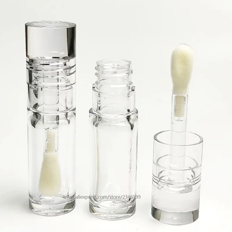 Lip Gloss Tubes Clear Container 5.5ml Empty Liquid Lipstick Round Crystal Jumbo Sponge Wand Lipgloss Tube with Brush