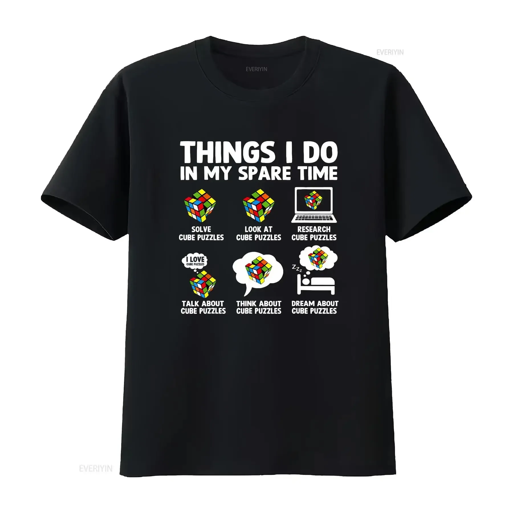Things I Do In My Spare Time Cube Puzzle Speed Cubing T Shirt long or short sleeves vintage Washed Casual Slightly Soft