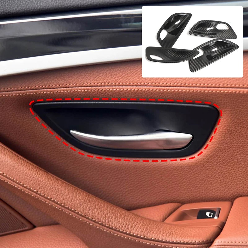 

4Pcs Real Carbon Fiber For BMW 5 Series F10 2011-2017 Car Interior Door Bowl Decorative Sticker Interior Protection Accessories