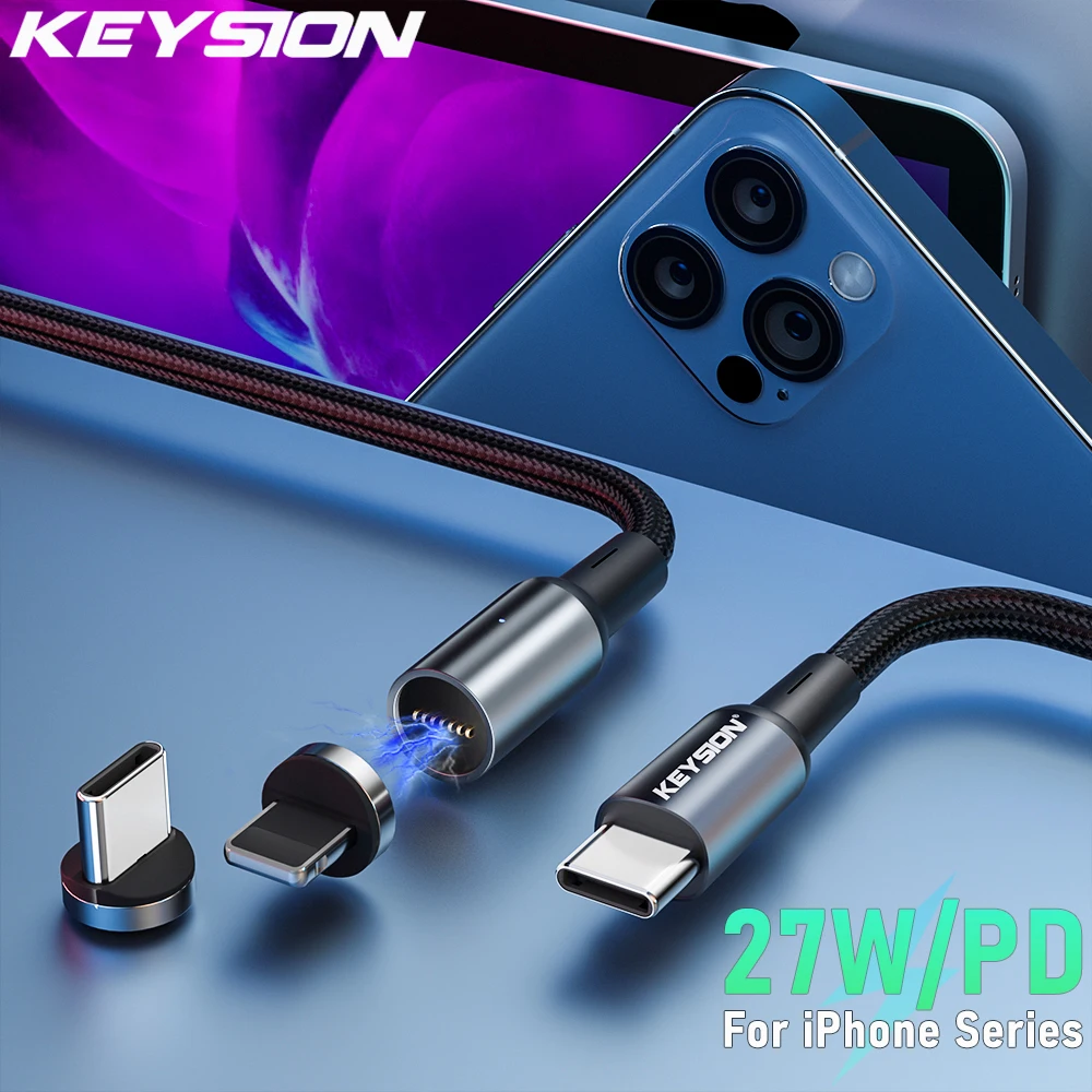 KEYSION PD 27W Magnetic Cable for iPhone 15 14 13 Fast Charging Wire USB-C To Type C Charge Cord for Samsung Xiaomi Data Cable