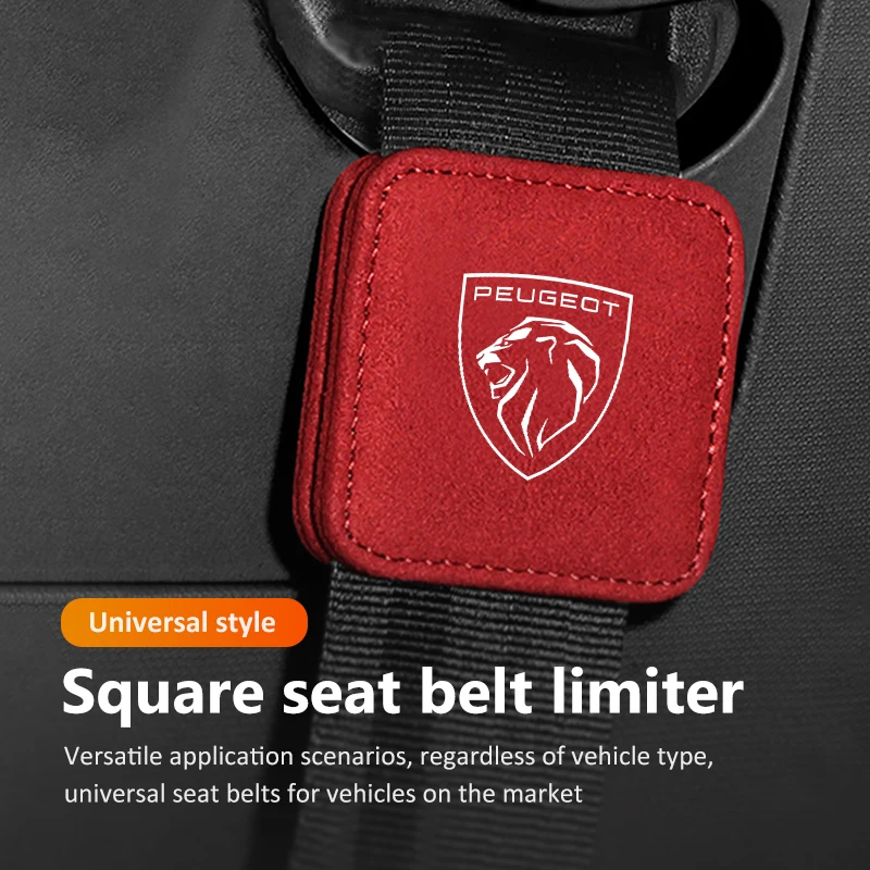 Car Seat Suede Magnetic Safety Belt Clip Square Fixed Limiter For Peugeot 2008 3008 307 308 206 207 208 407 508 5008 106 107