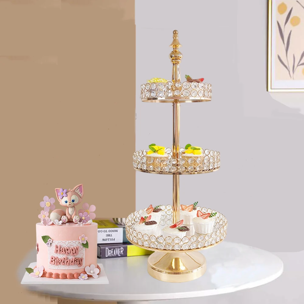 

3 Tiers Cupcake Stand Pastries Dessert Display Stand Gold Plated Stand for Wedding Birthday Baby Shower Party Decoration