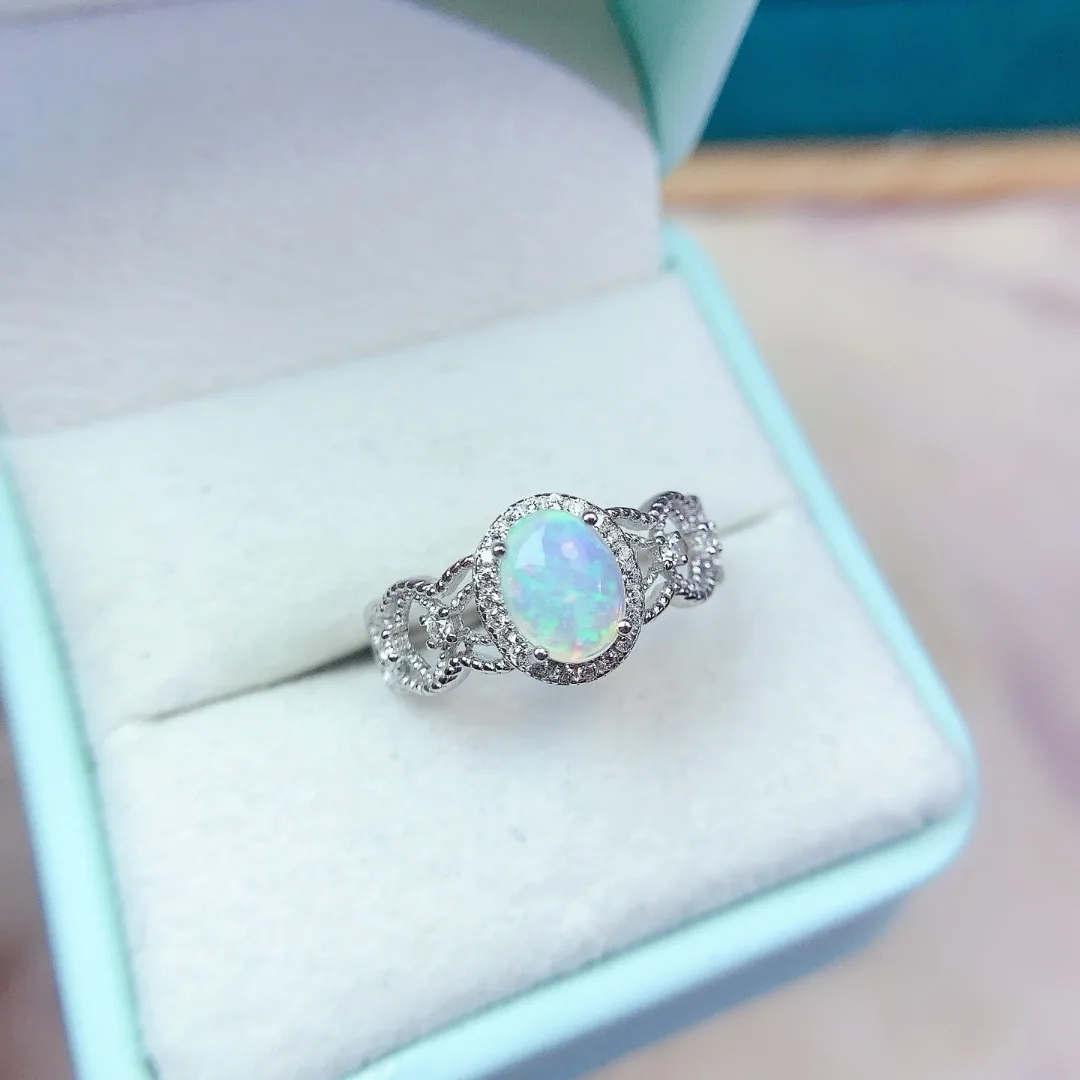 

Vivid Natural Opal S925 Sterling Silver Ring Premium Women Jewelry with Beautiful Gemstone Jewelry Designer's Design