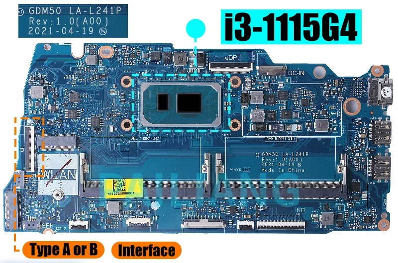 For Inspiron 3511 Laptop Motherboard LA-L241P 05PD08 0042CN 0818KM 06F315 i3 i5 i7 11th Gen Notebook Mainboard Full Tested