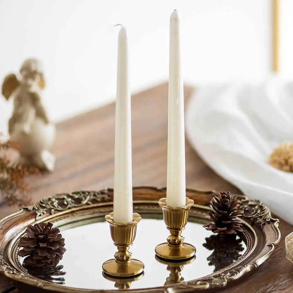 Vintage Candlestick Candle Holders Brass,Taper Gold Candle Stick Victorian Style for Wedding Reception Christmas Decoration