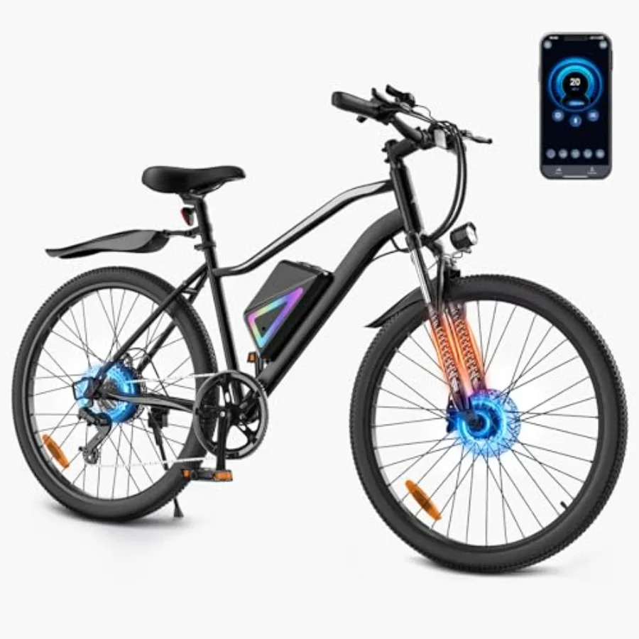 

Electric Bike for Adults/Teens: 14 Foldable Commuter Ebike 26 Electric Mountain Bike, Aluminum Frame, Black, 1500W/1000W Peak M