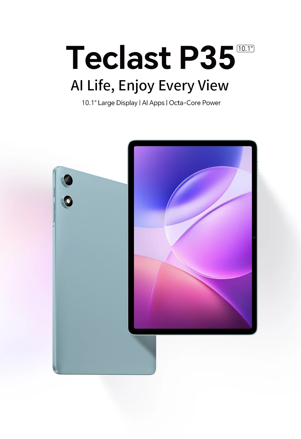 Teclast P35 10.1' Tablet Android 16 16(3+13)GB RAM+32GB ROM Support 2TB TF Expandable Lightweight 6000mAh Battery Tablets TDDI Full Lamination with Case Keyboard Stylus