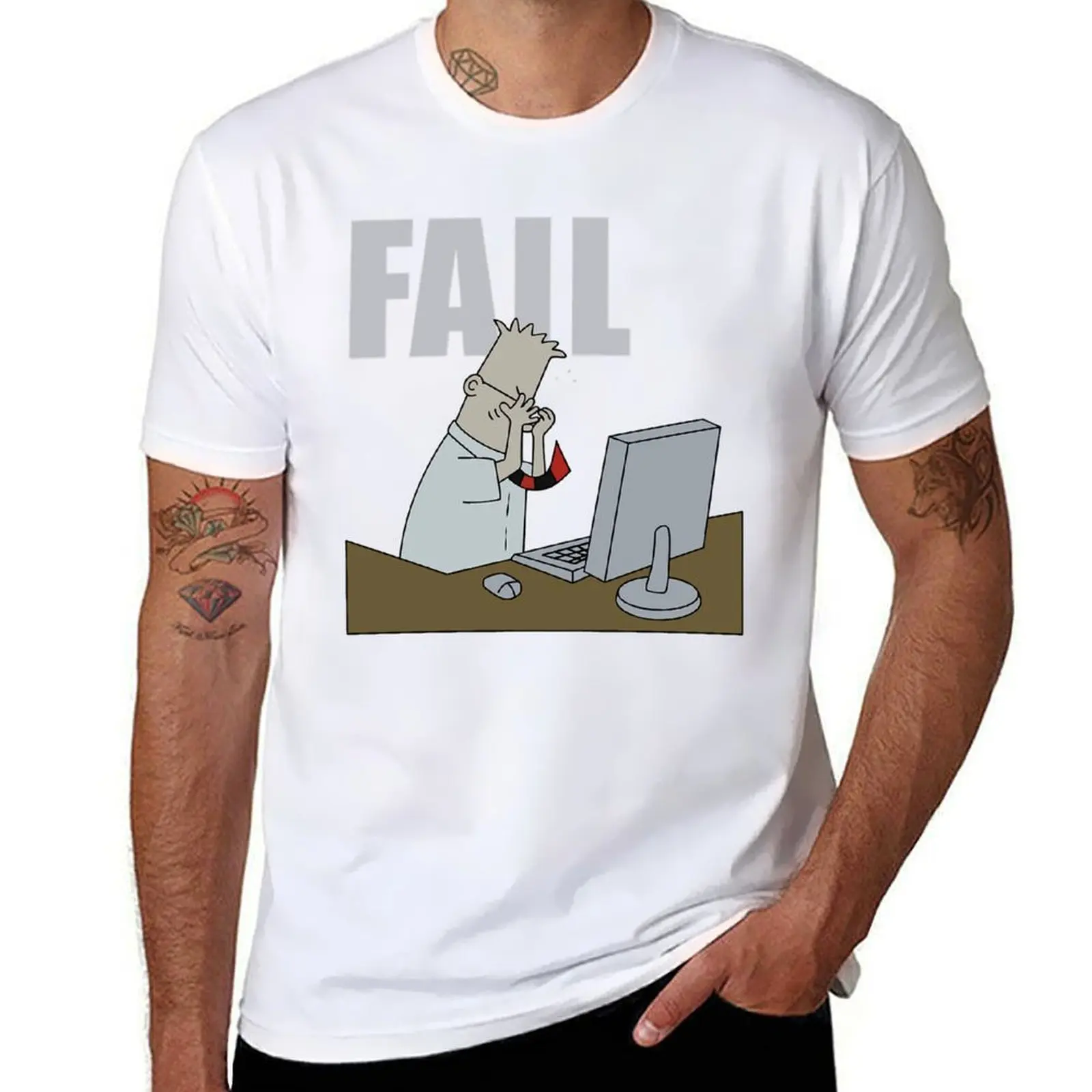

Dilbert Mens T Shirt Fail Distraught Dilbert At T-Shirt t shirt custom print man t shirt cotton T-Shirt