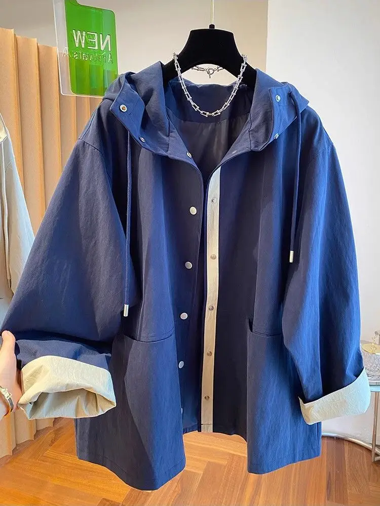 Spring jacket hooded casual trench coat women's baseball clothing fashion foreign style spring and autumn Korean version jacket