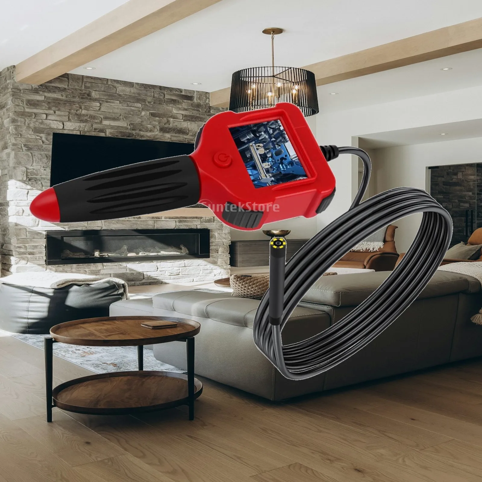 Portable Hard Cable Borescope with 1080P HD Image Sensor and 5.5mm Slim Probe for Household Drain Sewer Line Maintenance