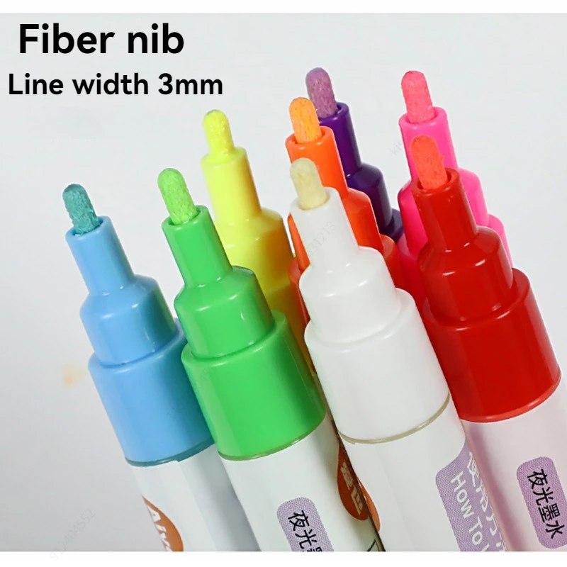 8 Colors Glow in The Dark Fabric Paints Acrylic Textile Paint Markers Glow in Dark Paint Pen DIY Graffiti Neon Art Supplies Mark