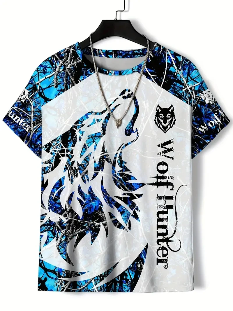 

Men's Plus Size 3D Wolf Print Short Sleeved T-shirt,loose and Casual,soft,comfortable and Breathable,suitable for Outdoor Sports