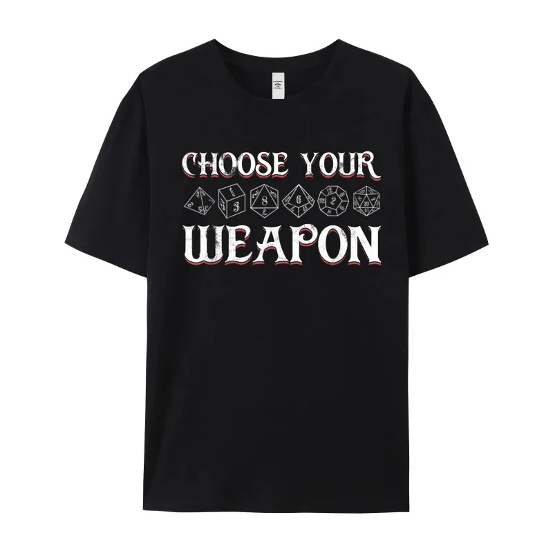 Newest Male T Shirts Round Collar Short Sleeve Cotton Choose Your Weapon Dragon Role Tops Tees Classic T-Shirt