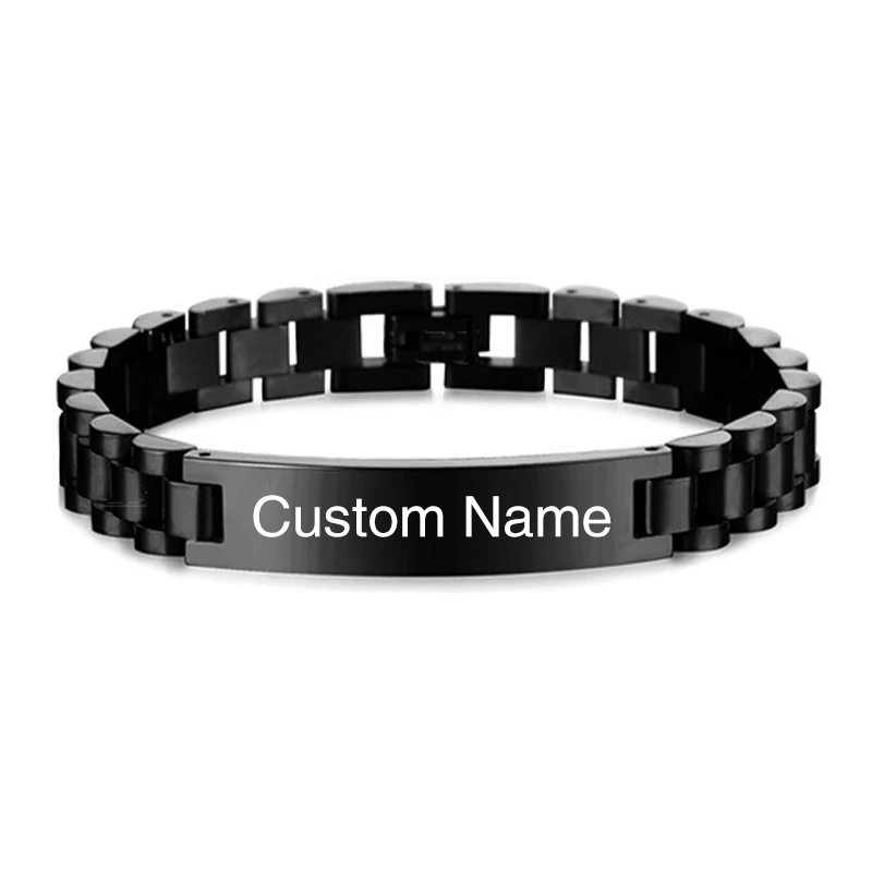 Personalisierte Gravierbare Edelstahl-ID-Armbänder für Männer Individuell Gravierbare Namensschild-Identitäts-ID-Armbänder für Ihn 19-21CM – Detail 11