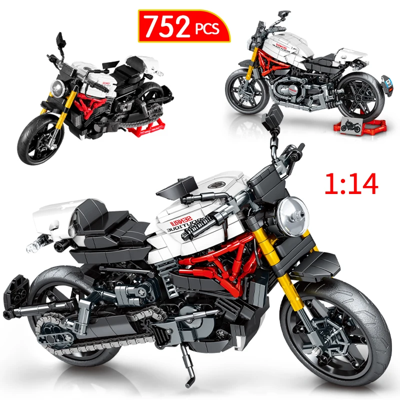 

752 Pcs City Competition Motorcycle Car Racing Model Building Blocks MOC Motorbike Sports Vehicles Bricks Toys for Children Gift